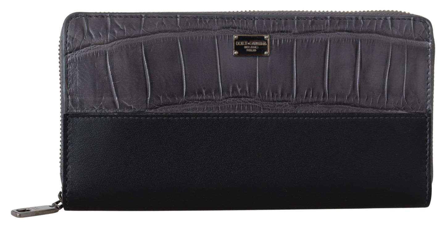 Dolce &amp; Gabbana Elegant Textured Leather Zip-Around Wallet