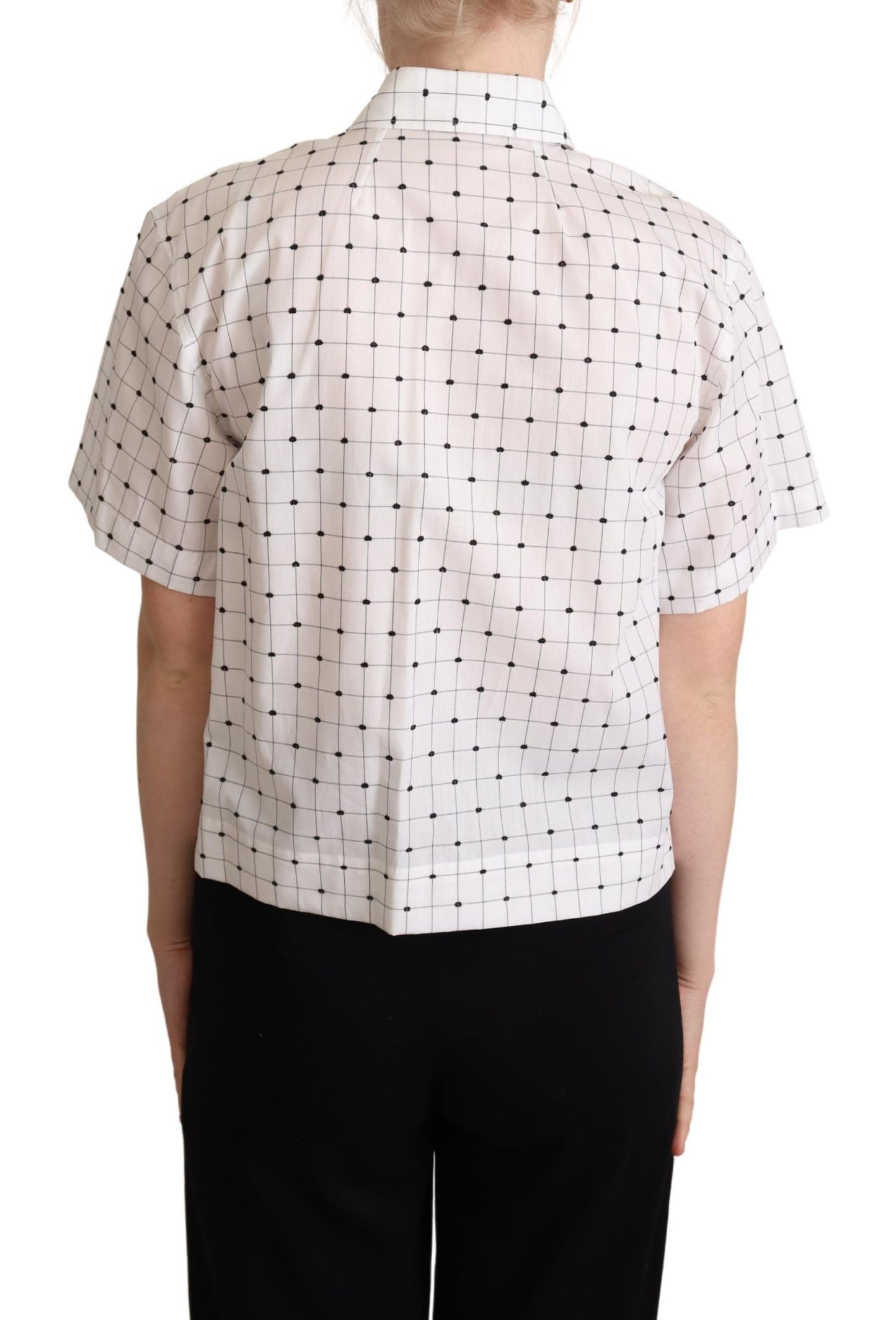 Dolce &amp; Gabbana Chic Monochrome Polka Dot Polo Top