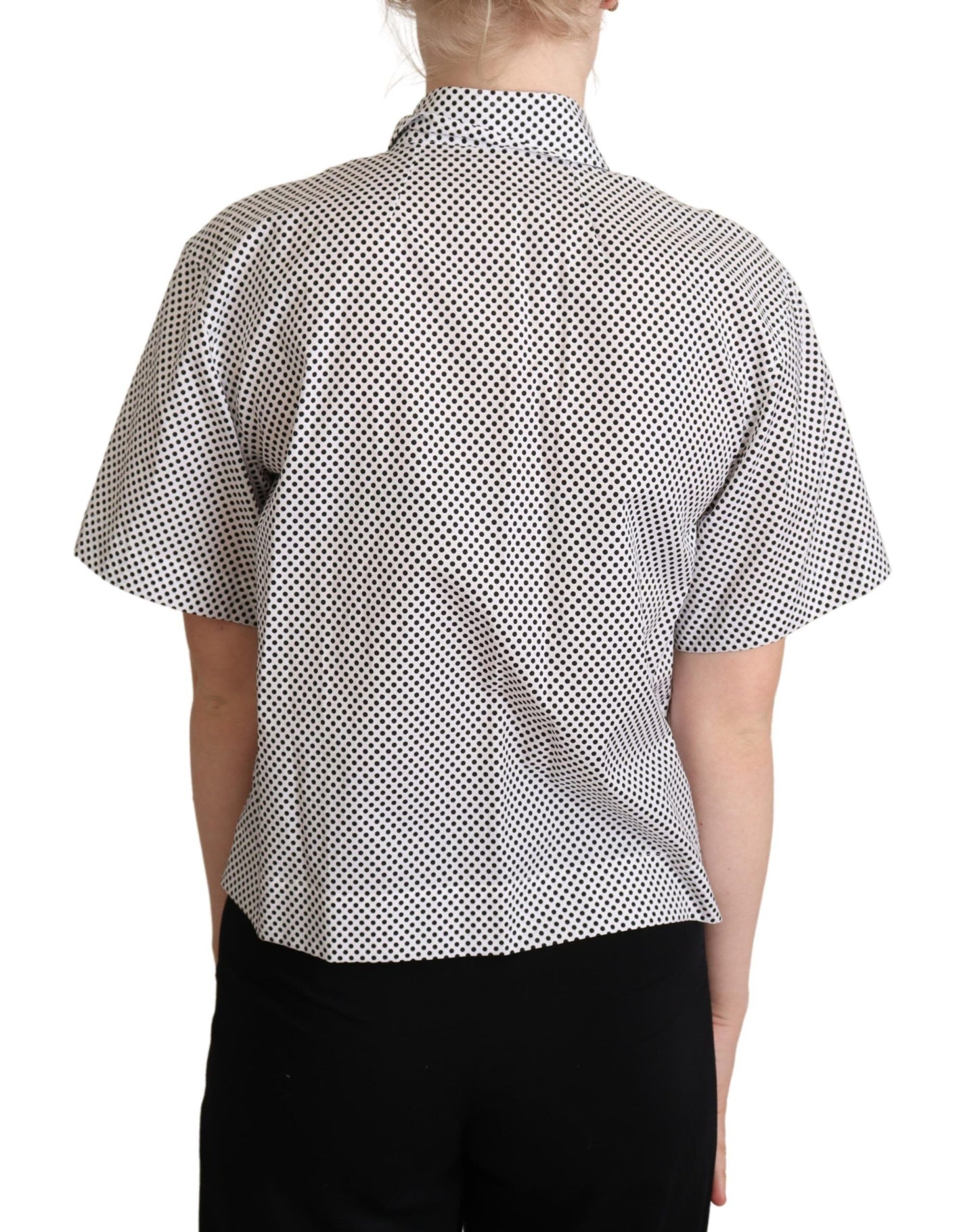 Dolce &amp; Gabbana Elegant Polka Dot Cotton Polo Top