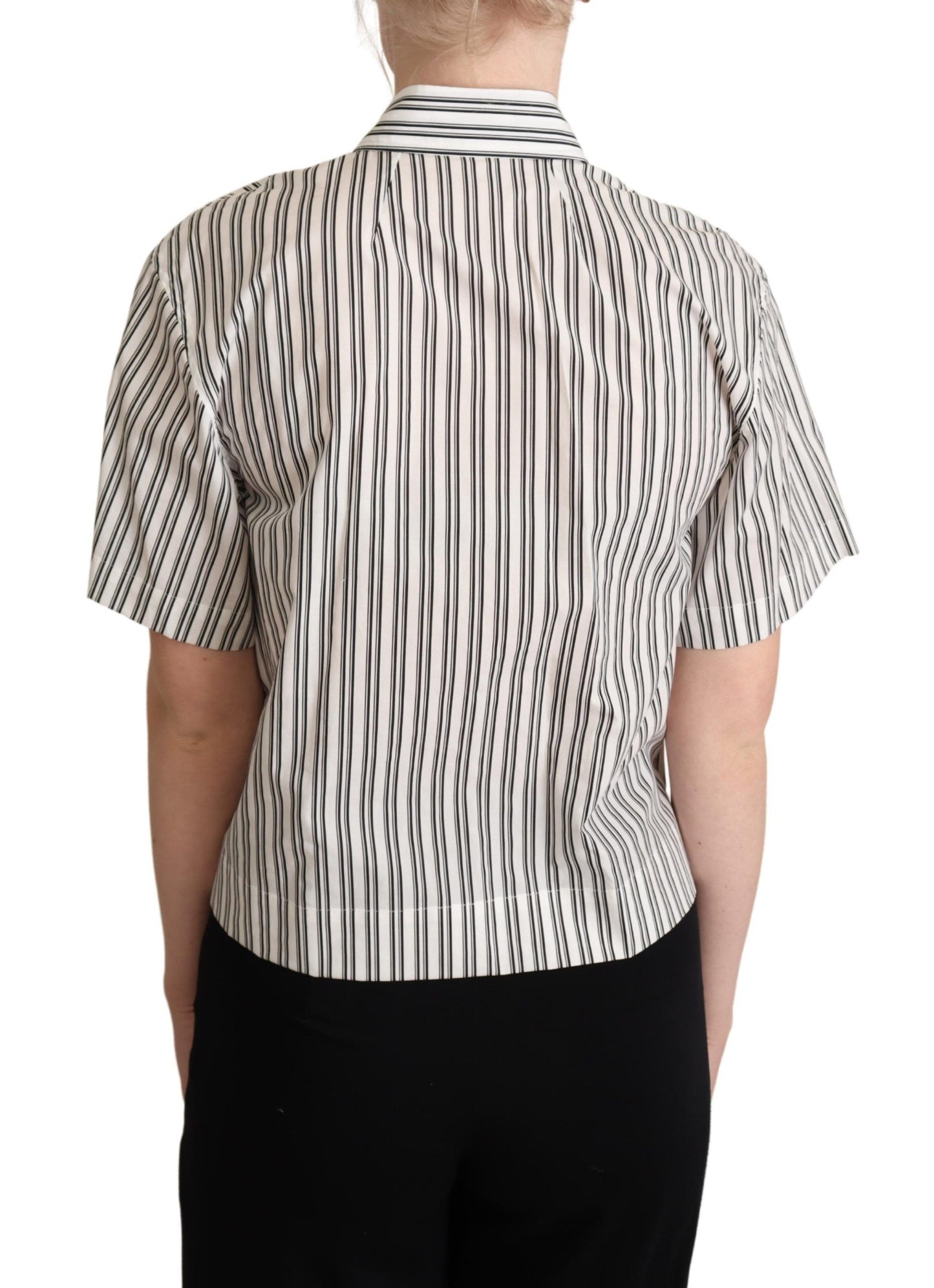 Dolce &amp; Gabbana Elegant Striped Cotton Polo Top