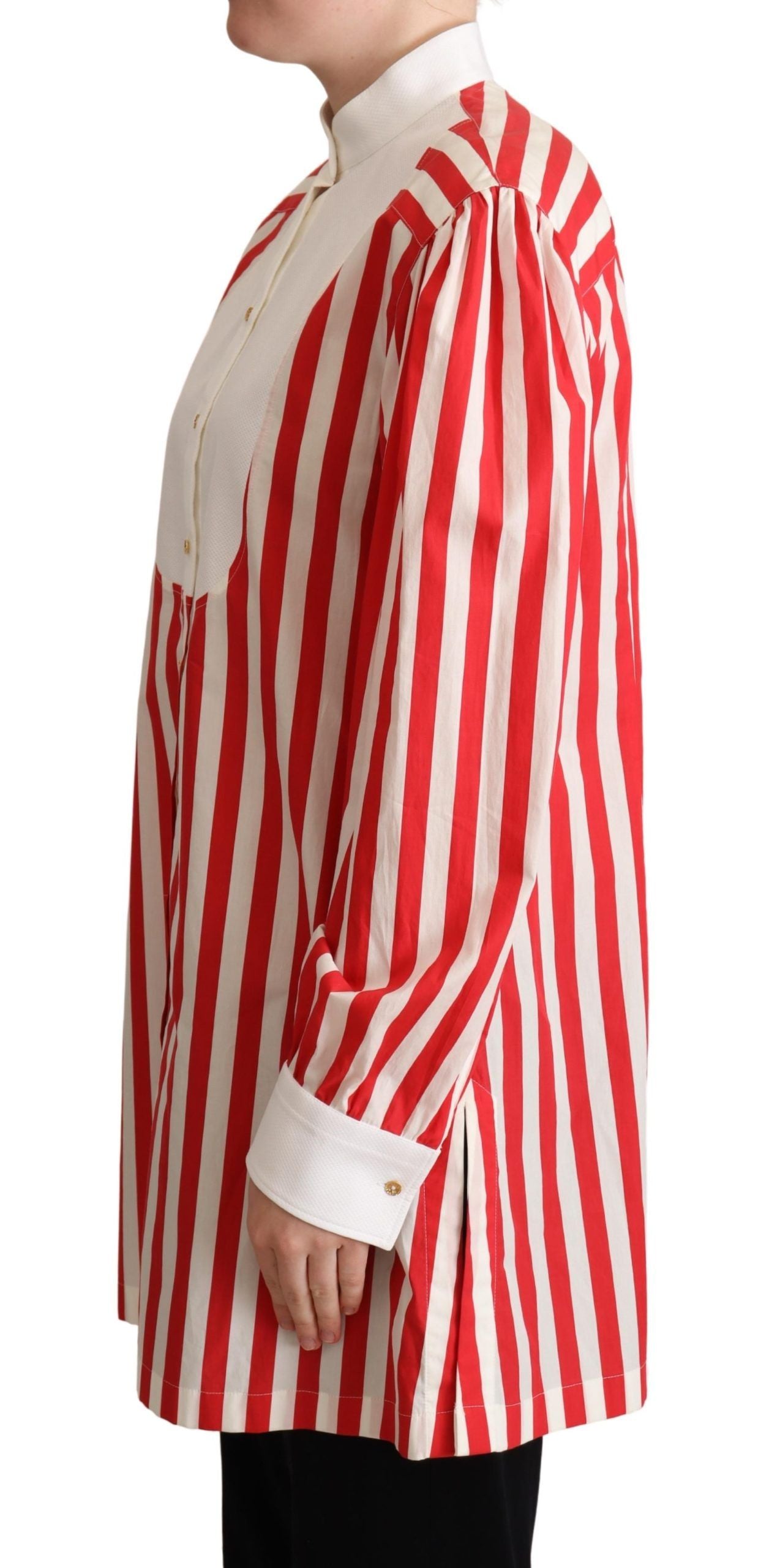 Dolce &amp; Gabbana Elegant Red and White Stripe Cotton Polo Top