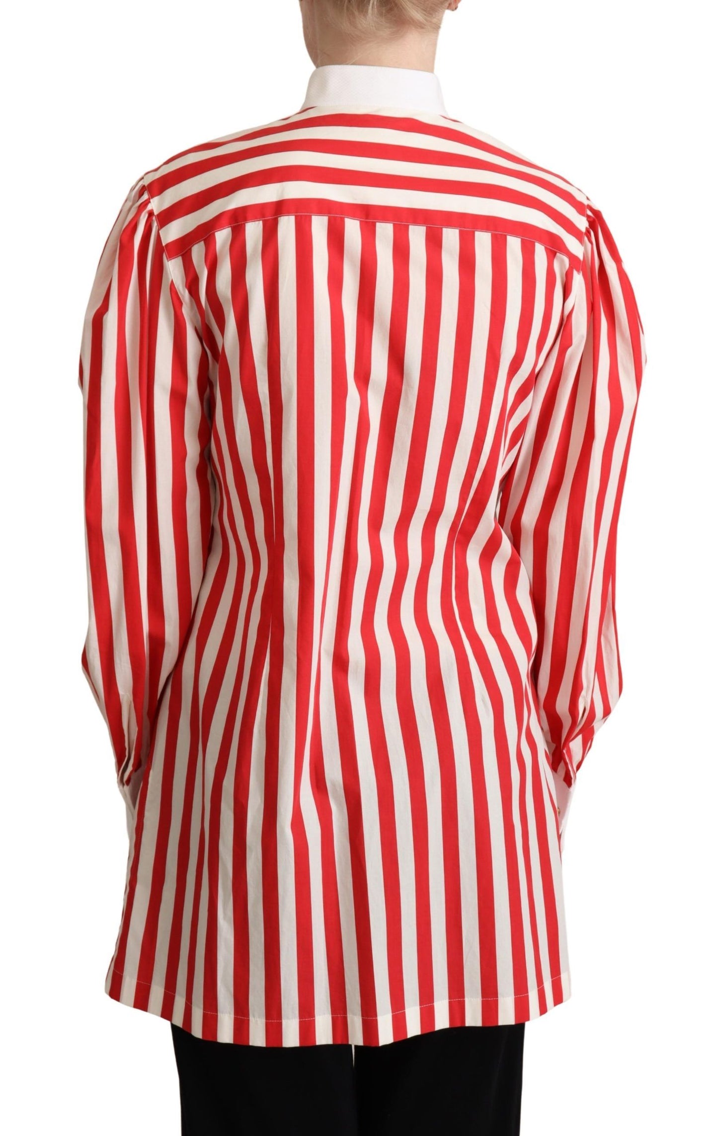 Dolce &amp; Gabbana Elegant Red and White Stripe Cotton Polo Top