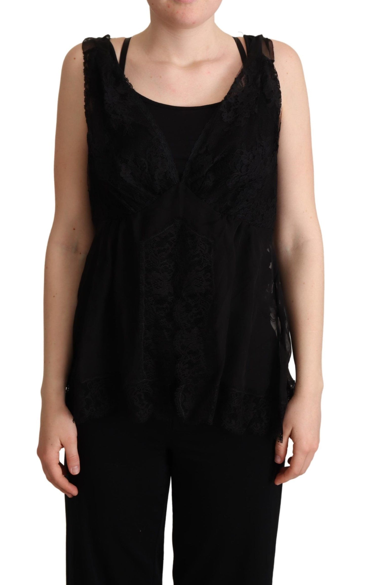 Dolce &amp; Gabbana Lustrous Silk-Blend Lace Trim Camisole