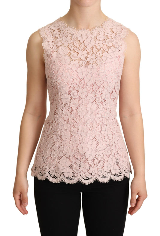 Dolce &amp; Gabbana Elegant Pink Lace Sleeveless Blouse