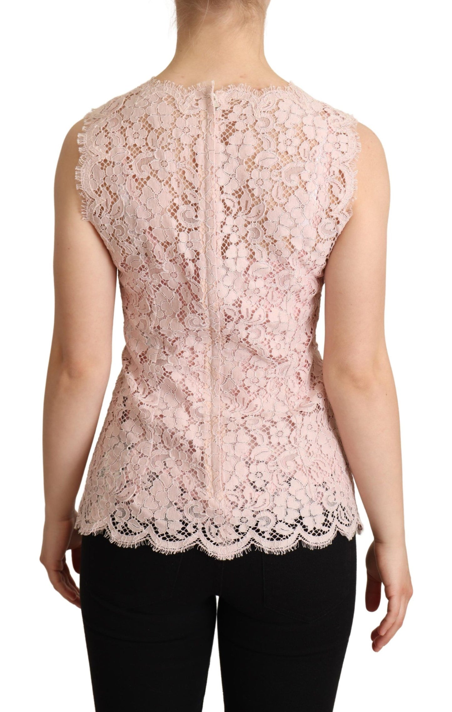 Dolce &amp; Gabbana Elegant Pink Lace Sleeveless Blouse