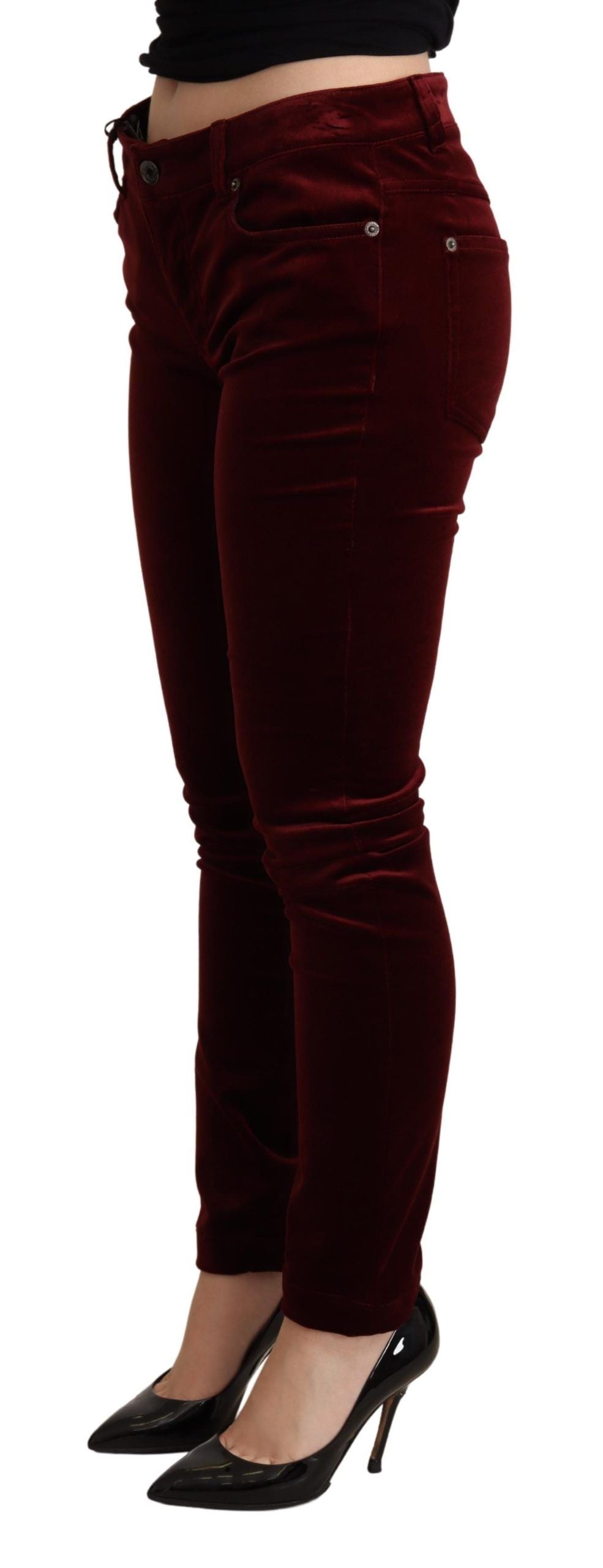 Dolce &amp; Gabbana Exquisite Bordeaux Red Skinny Pants