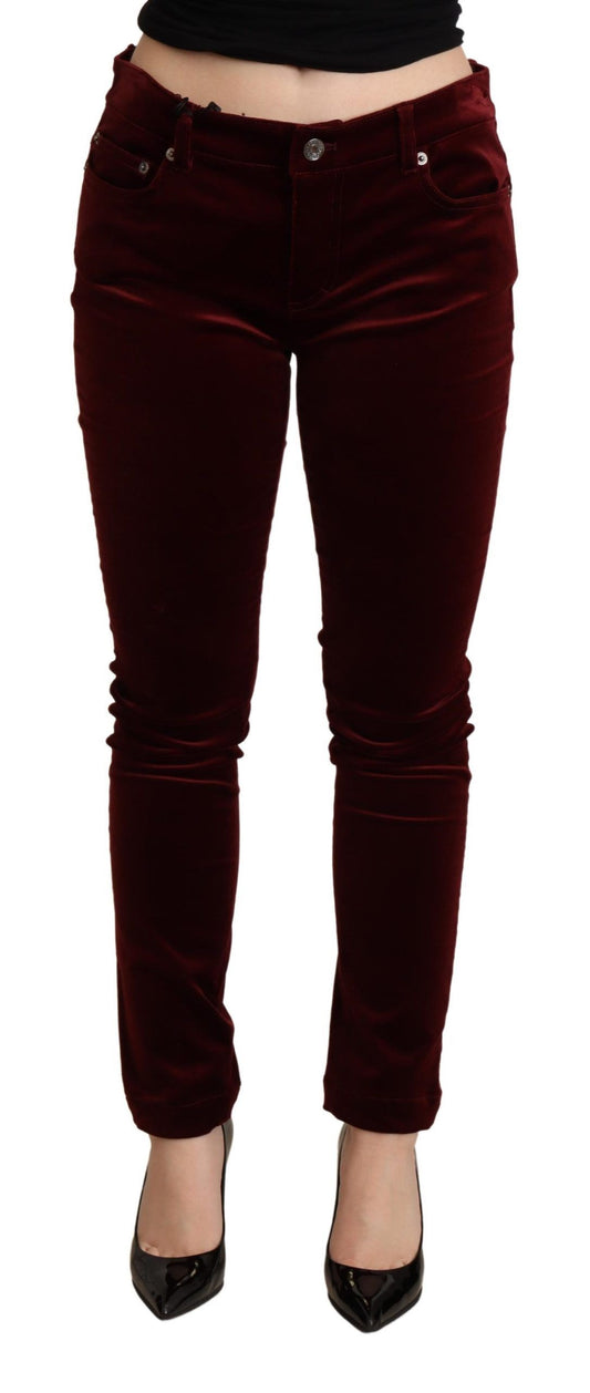 Dolce &amp; Gabbana Exquisite Bordeaux Red Skinny Pants