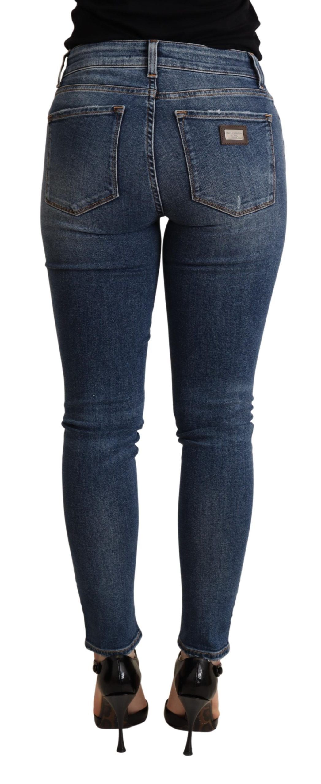 Dolce &amp; Gabbana Elegant Mid Waist Skinny Blue Jeans