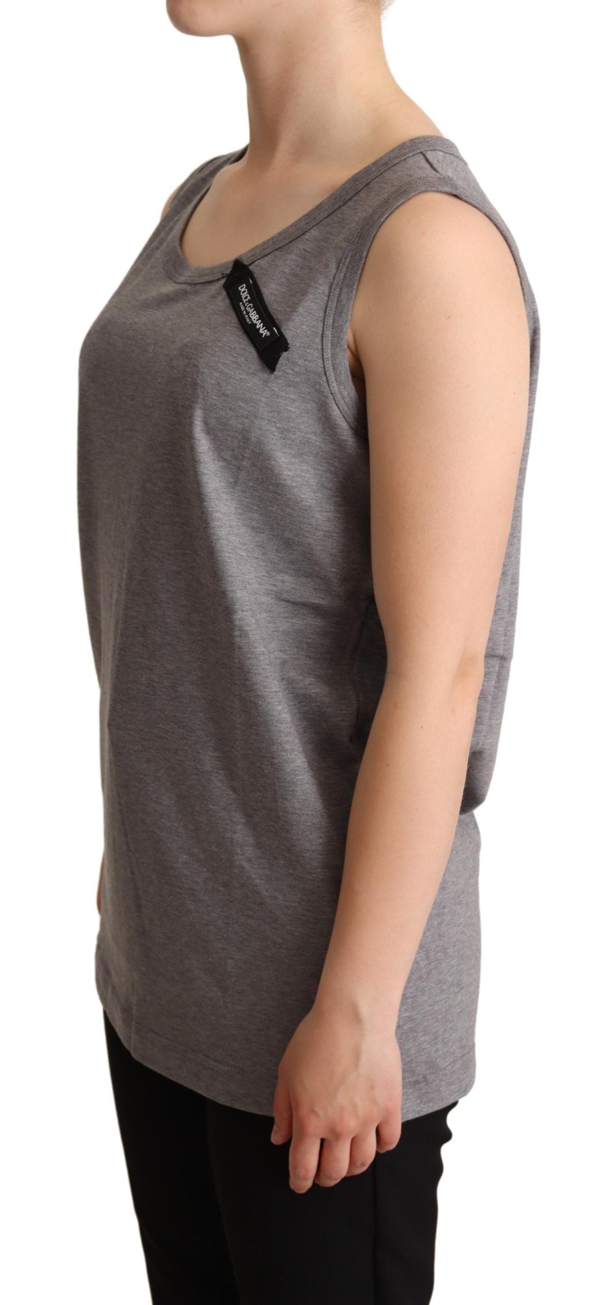 Dolce &amp; Gabbana Elegant Gray Cotton Jersey Sleeveless Tank