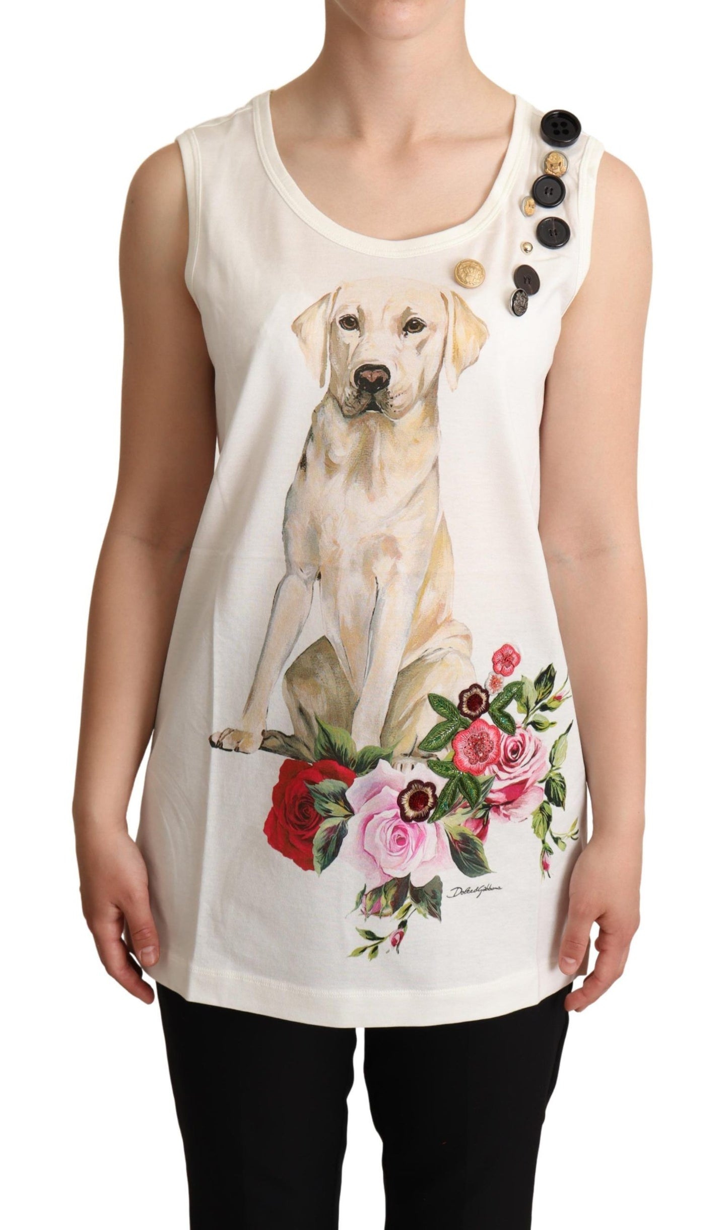 Dolce & Gabbana Chic Canine Floral Sleeveless Tank