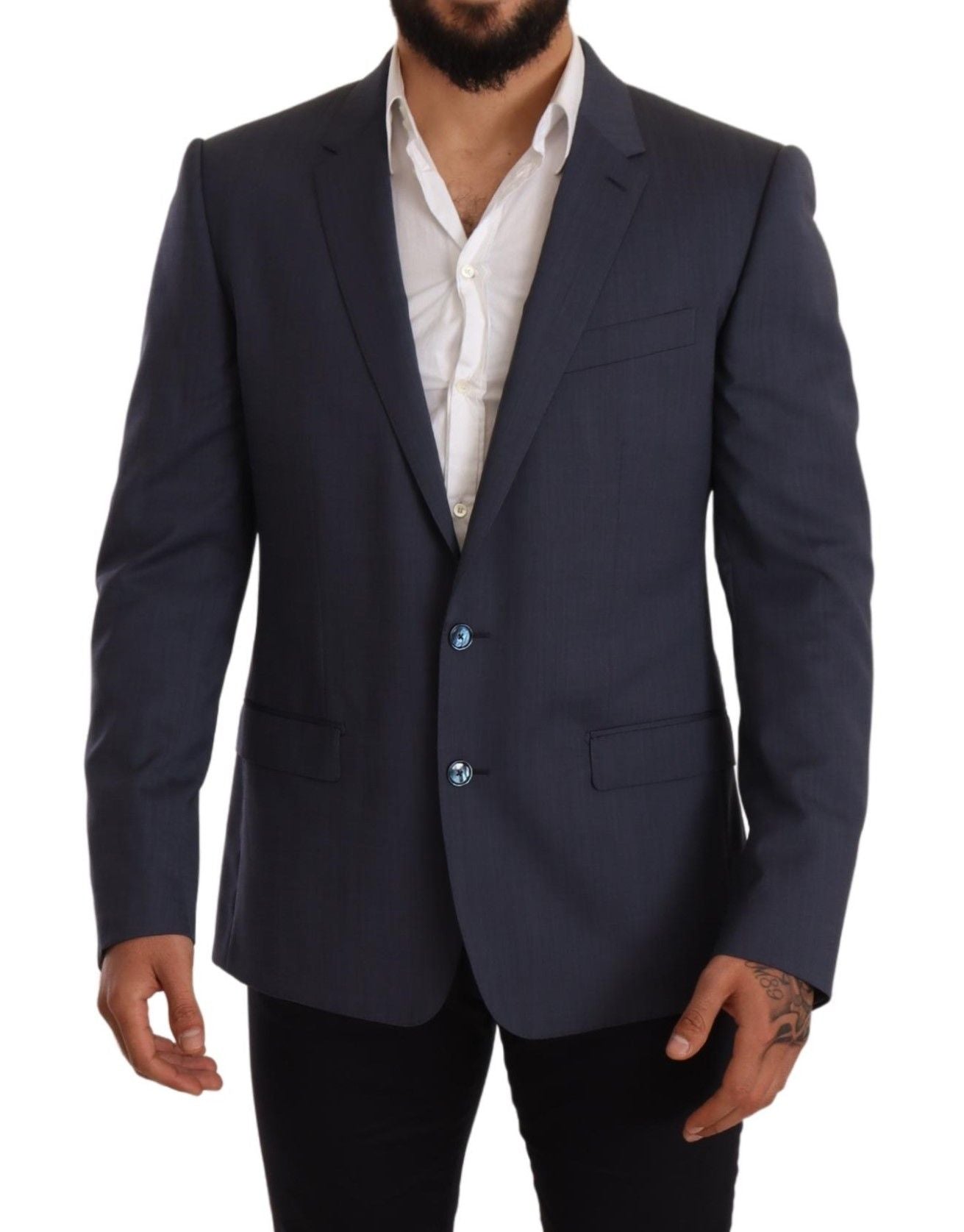 Dolce & Gabbana Elegant Blue Wool Martini Blazer Jacket