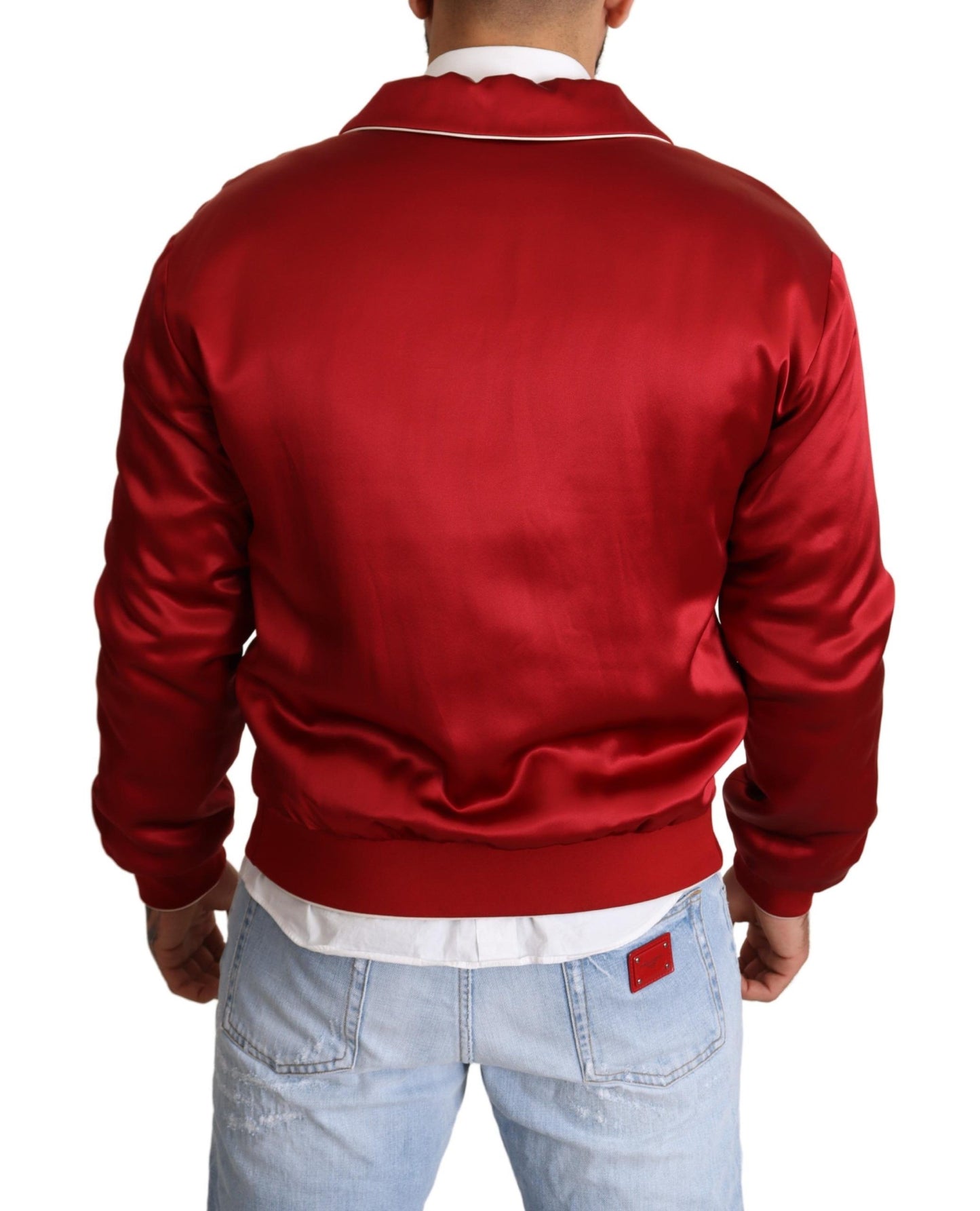 Dolce &amp; Gabbana Sumptuous Silk Red Bomber Jacket