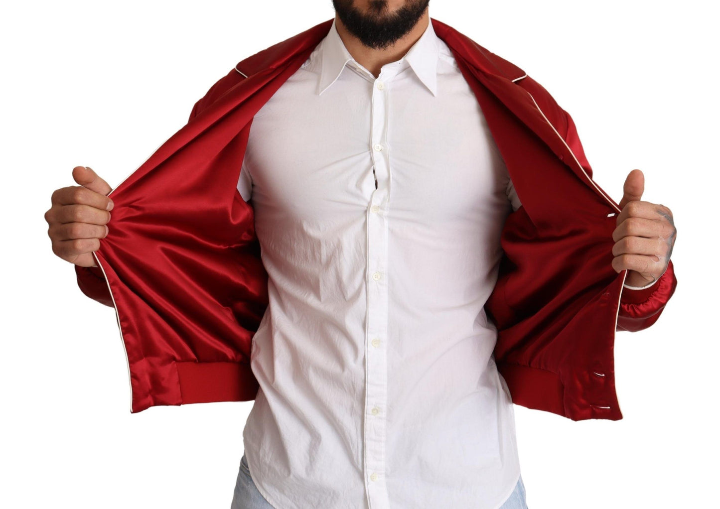 Dolce &amp; Gabbana Sumptuous Silk Red Bomber Jacket