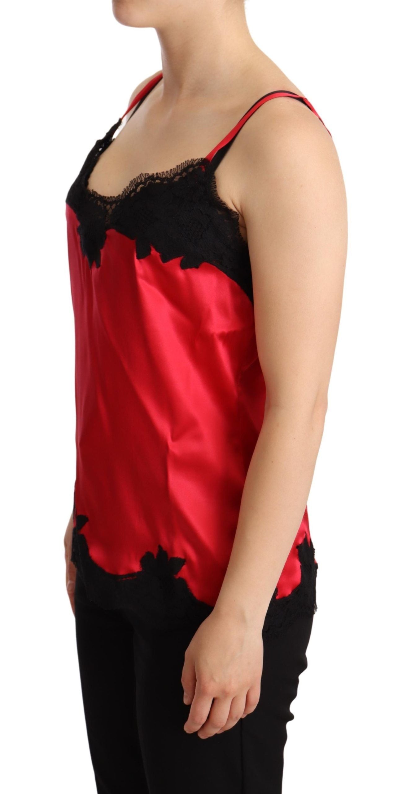 Dolce &amp; Gabbana Enchanting Red Silk Blend Lace Camisole