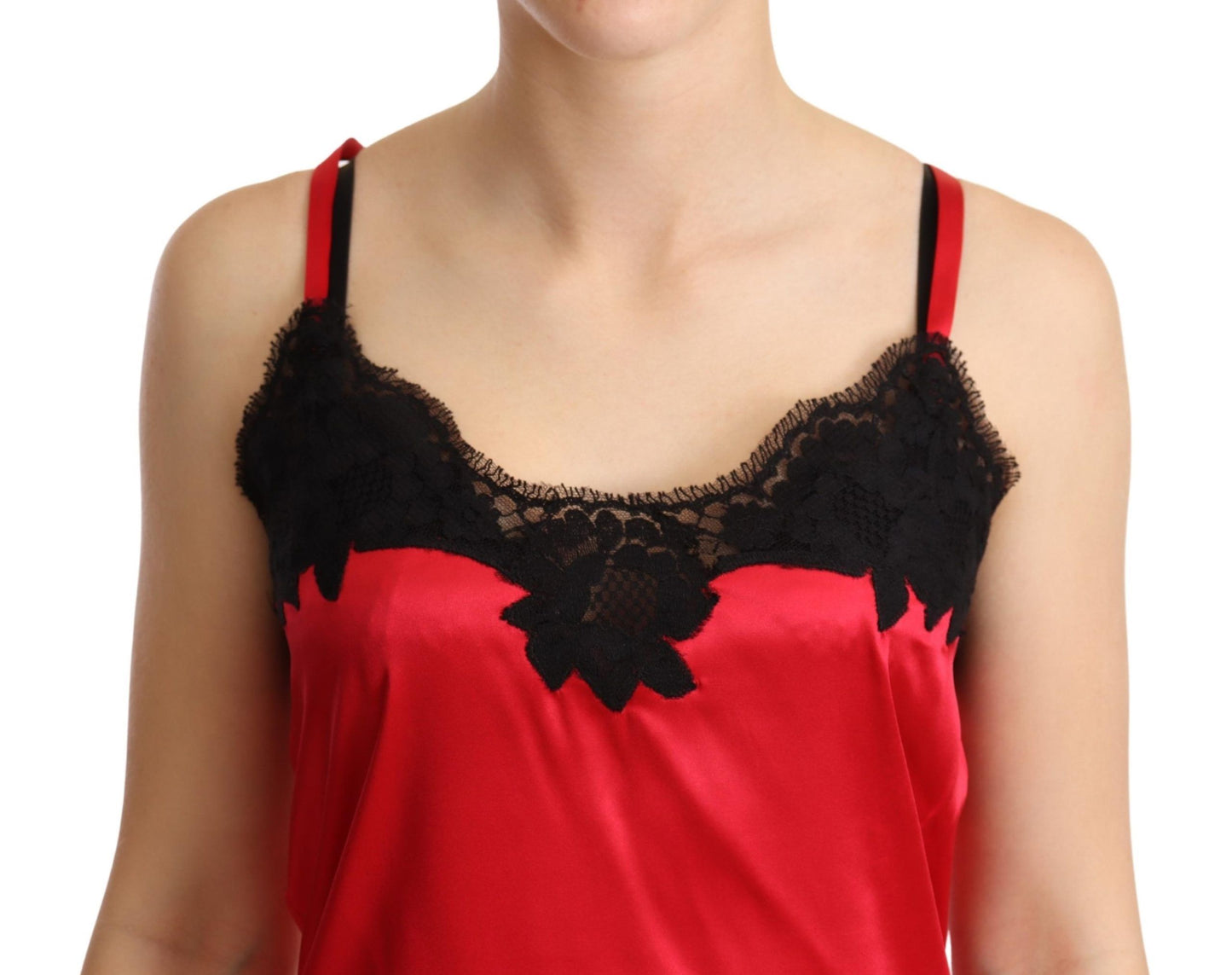 Dolce &amp; Gabbana Enchanting Red Silk Blend Lace Camisole