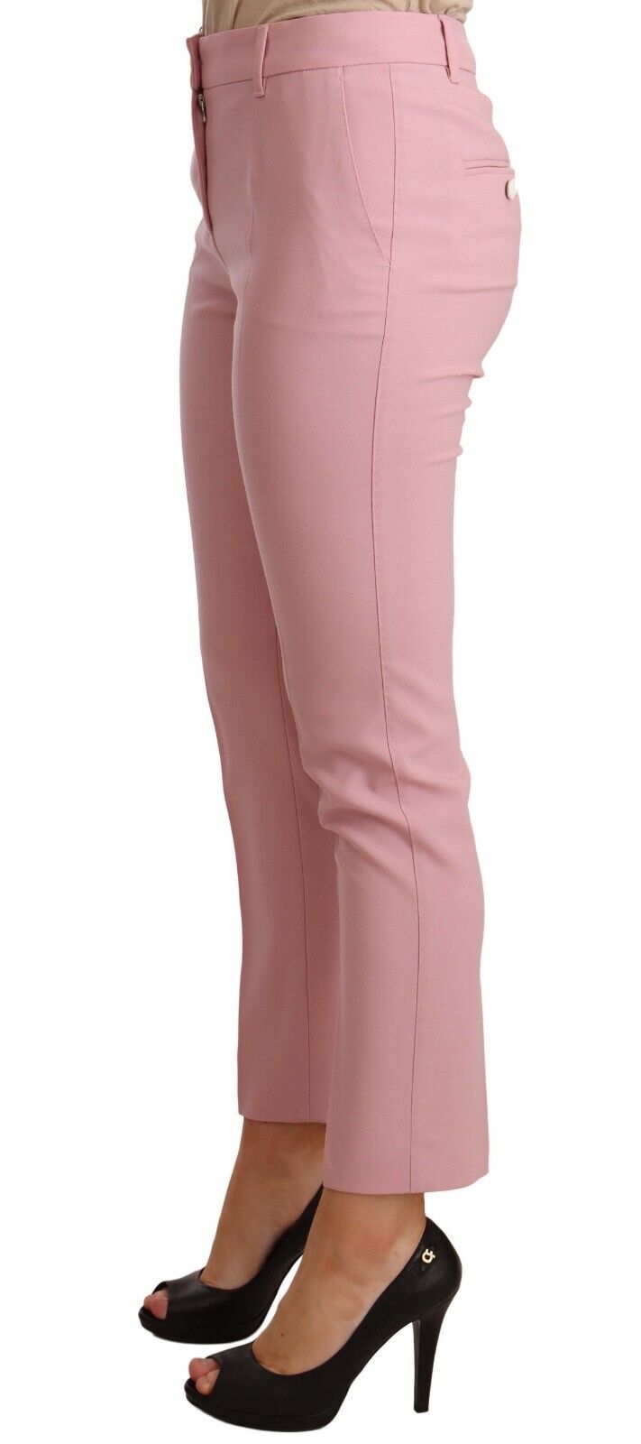 Dolce &amp; Gabbana Elegant Pink Virgin Wool Cropped Trousers