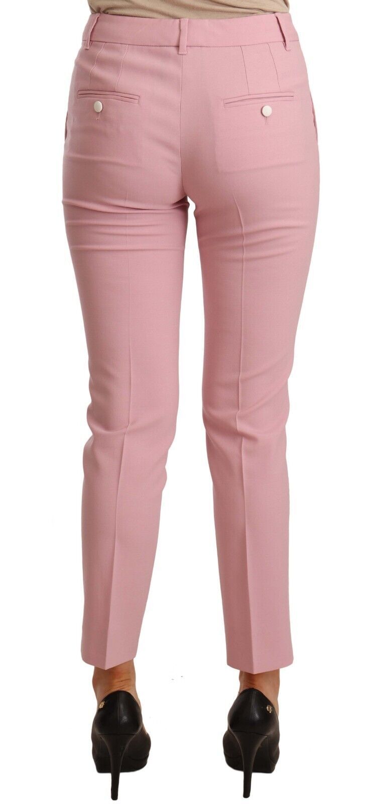 Dolce &amp; Gabbana Elegant Pink Virgin Wool Cropped Trousers