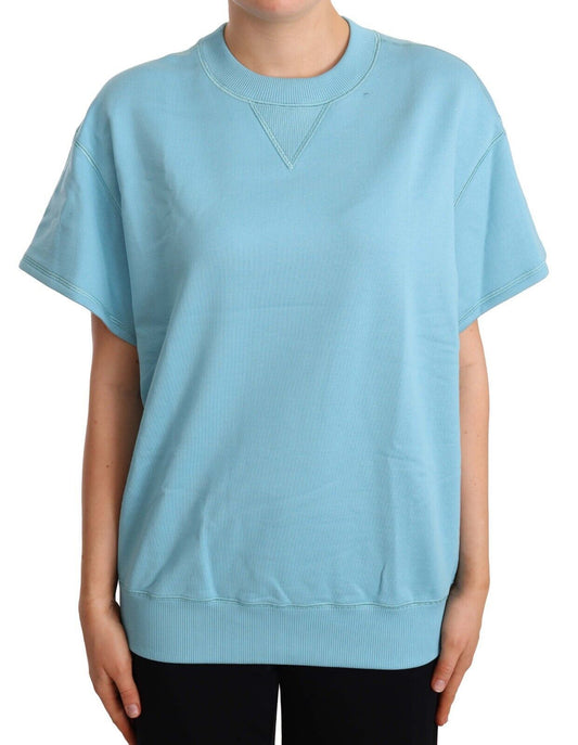 Dolce &amp; Gabbana Elegant Blue Crew Neck Cotton Top