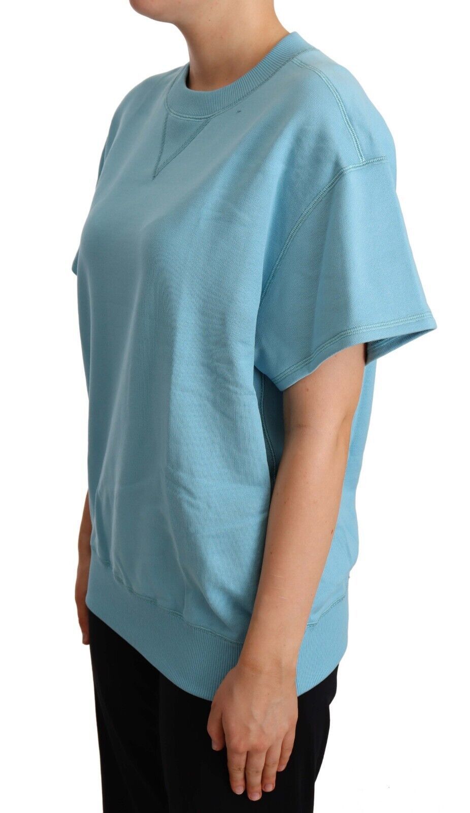 Dolce &amp; Gabbana Elegant Blue Crew Neck Cotton Top