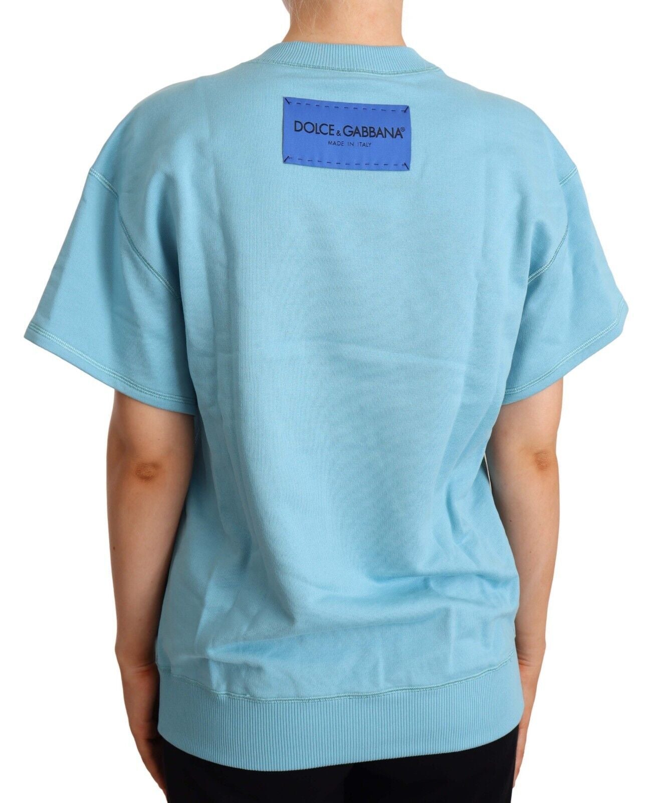 Dolce &amp; Gabbana Elegant Blue Crew Neck Cotton Top