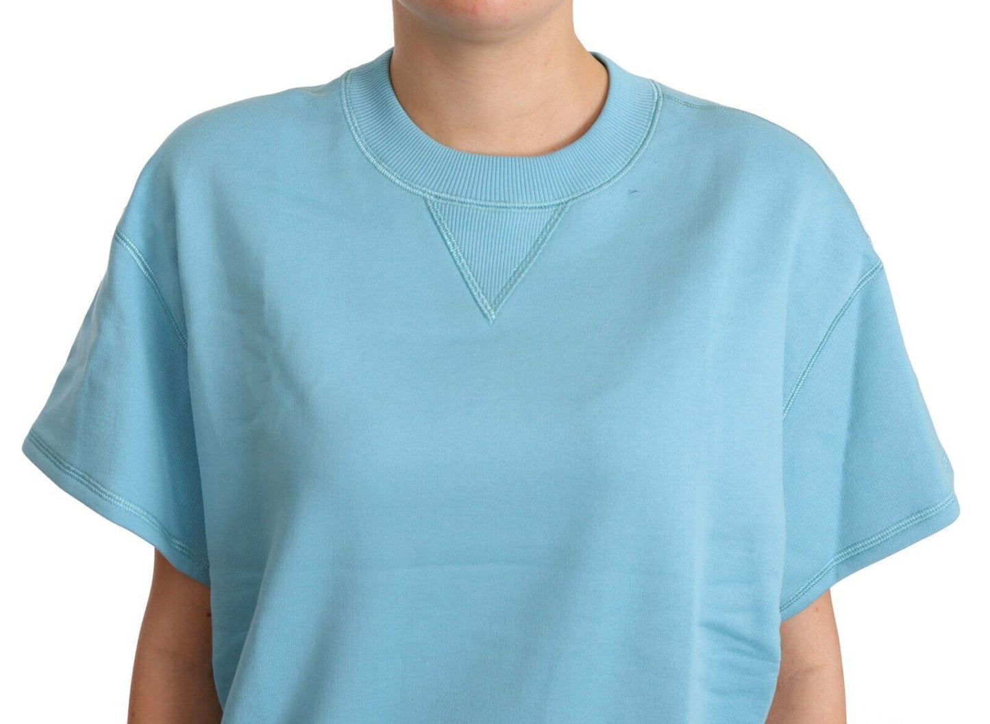 Dolce &amp; Gabbana Elegant Blue Crew Neck Cotton Top