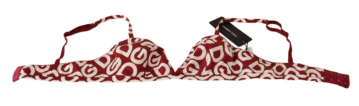 Dolce &amp; Gabbana Red Cotton Logo Printed Designer Bra