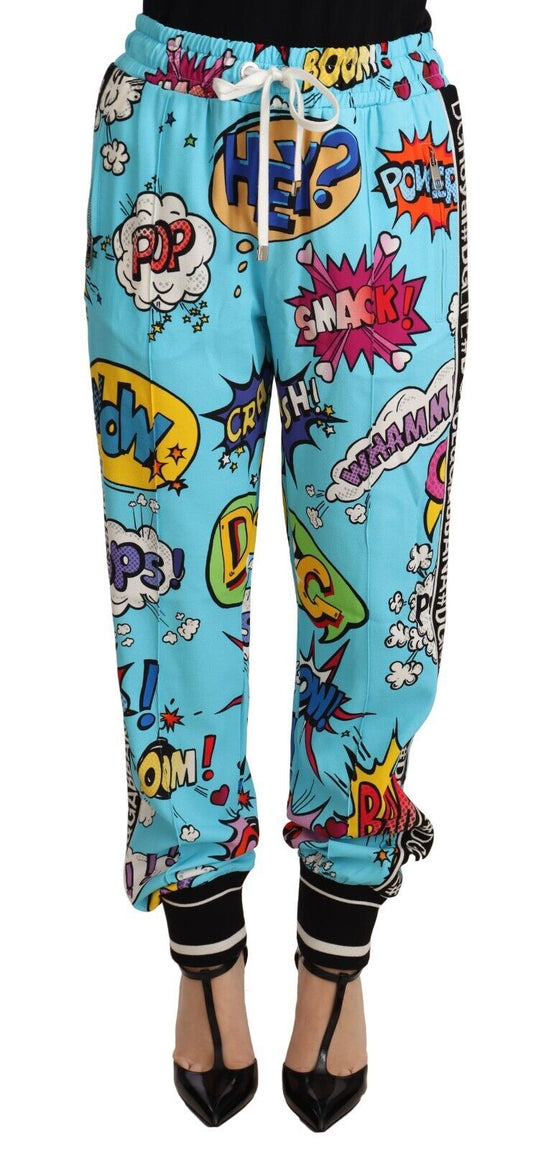 Dolce &amp; Gabbana Chic Cartoon Print Knitted Jogger Pants