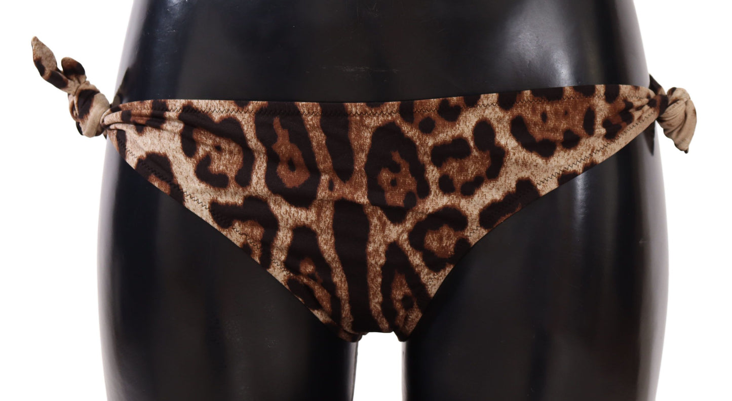 Dolce &amp; Gabbana Elegant Leopard Print Bikini Bottom