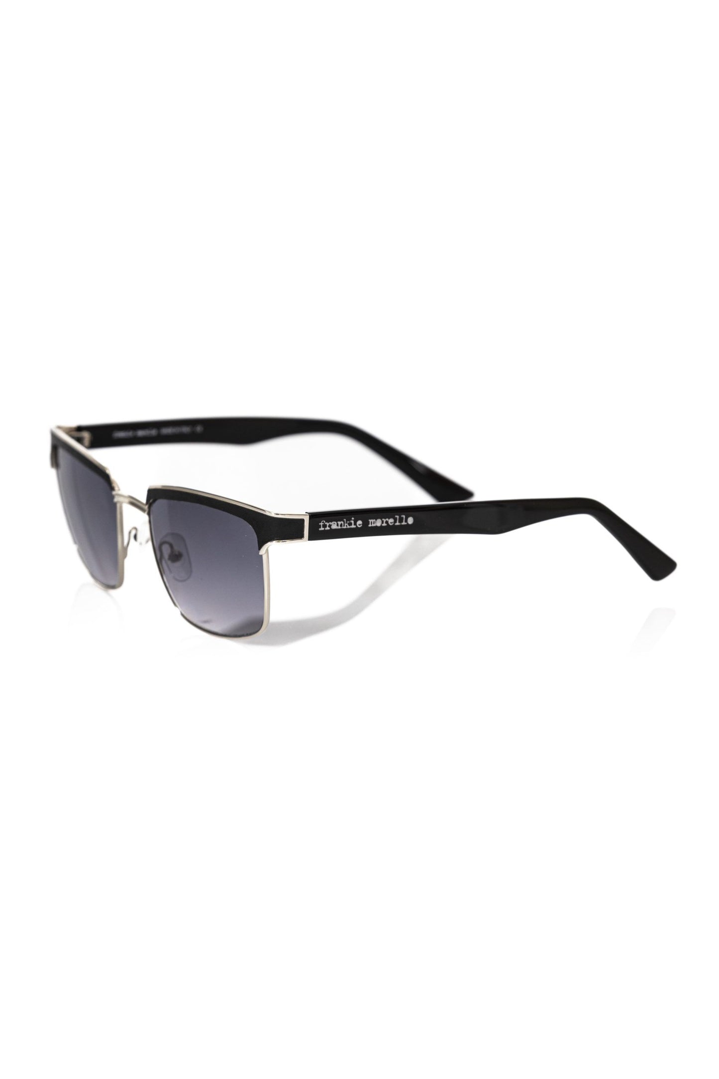 Frankie Morello Black Metallic Fiber Men Sunglasses