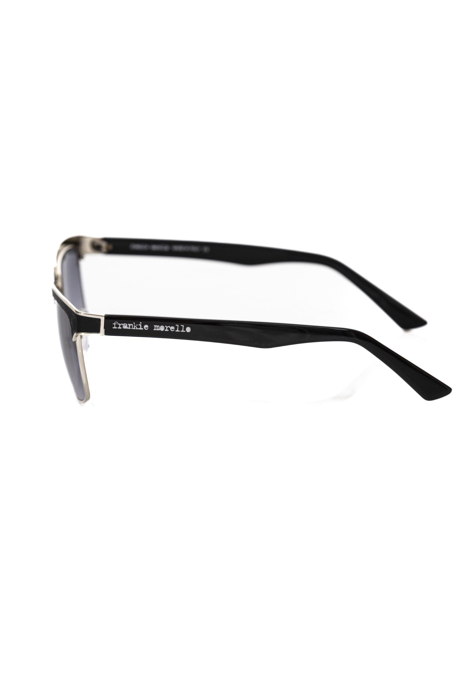 Frankie Morello Black Metallic Fiber Men Sunglasses