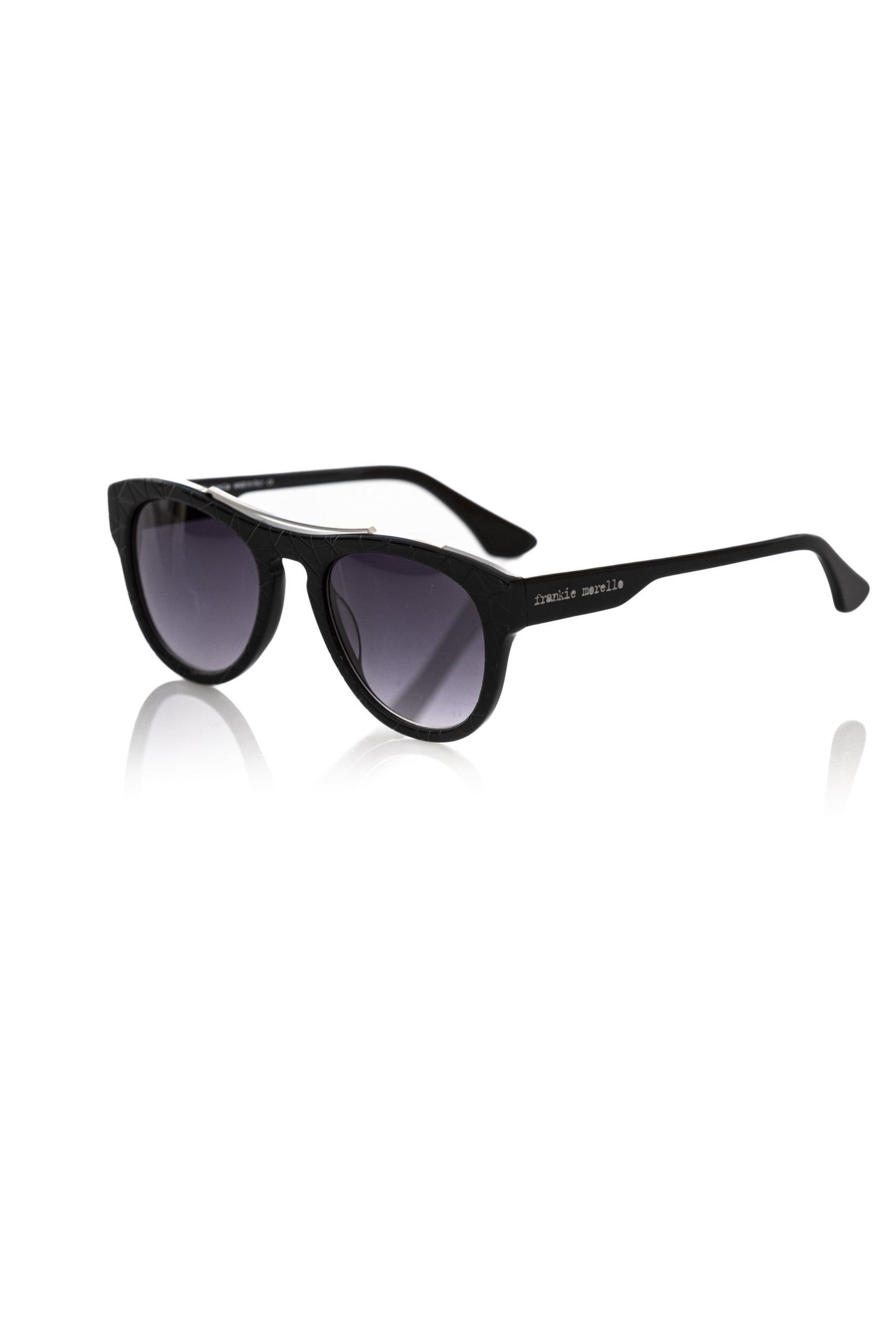 Frankie Morello Black Acetate Men Sunglasses