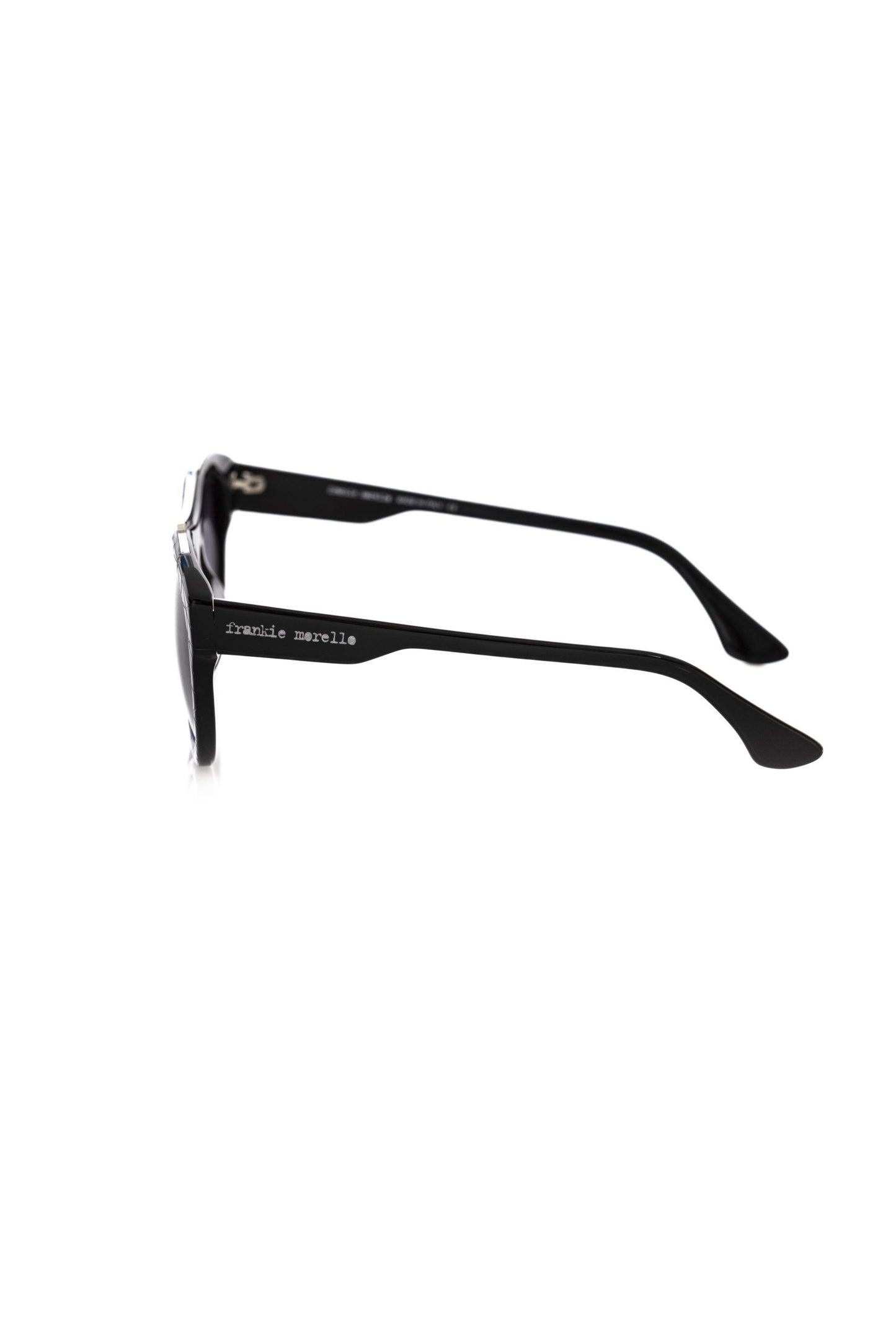 Frankie Morello Black Acetate Men Sunglasses