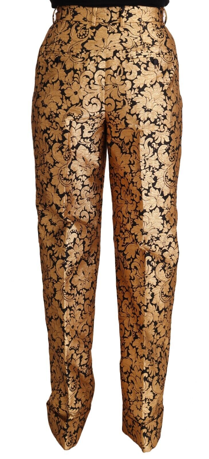 Dolce &amp; Gabbana Elegant Floral Jacquard High Waist Trousers