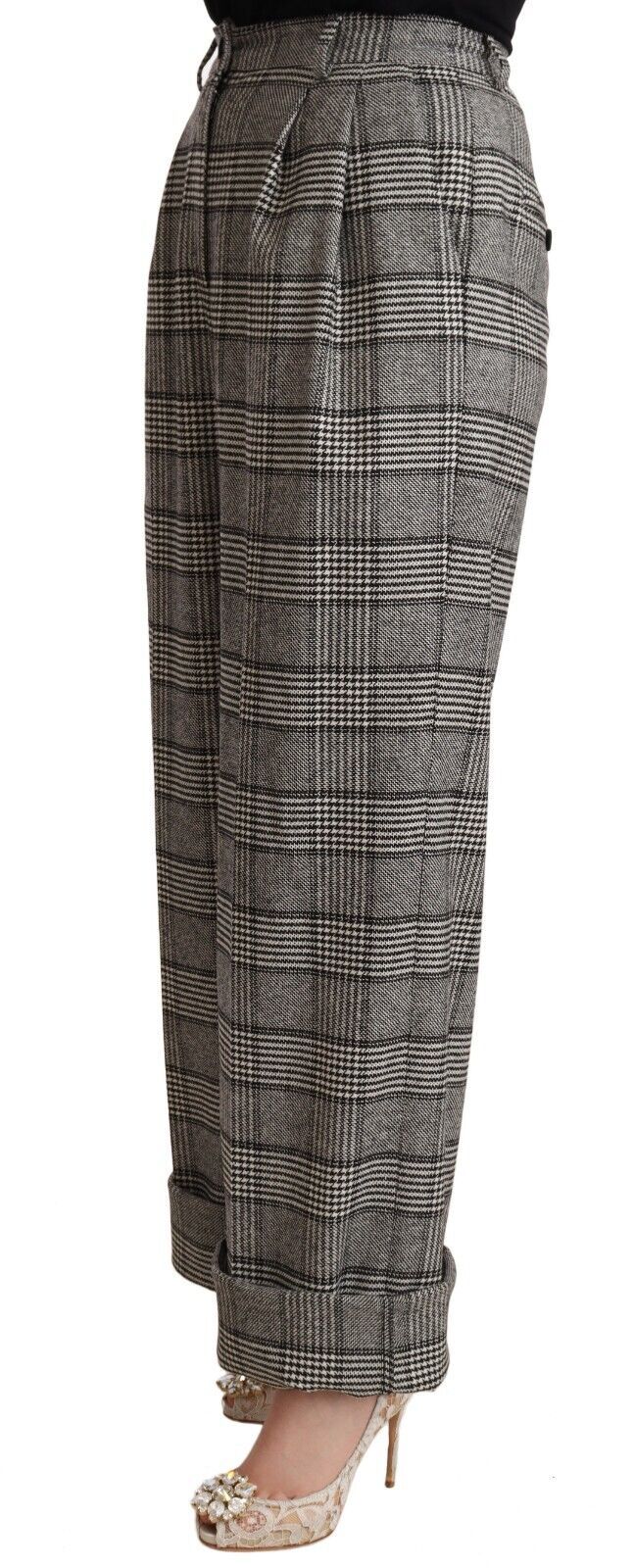 Dolce &amp; Gabbana Elegant High Waist Straight Trousers In Grey