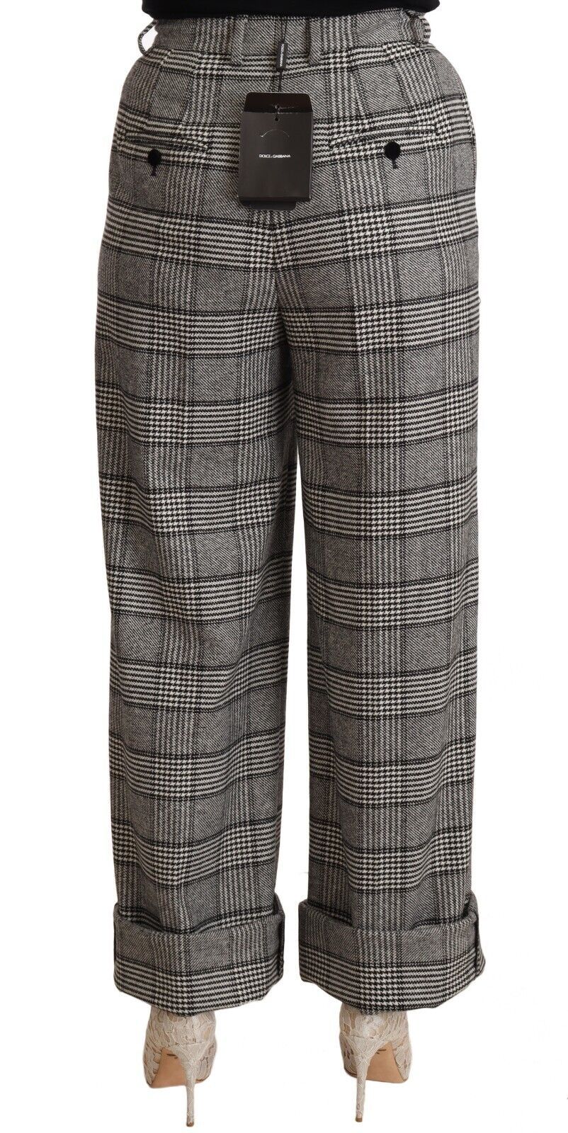 Dolce &amp; Gabbana Elegant High Waist Straight Trousers In Grey