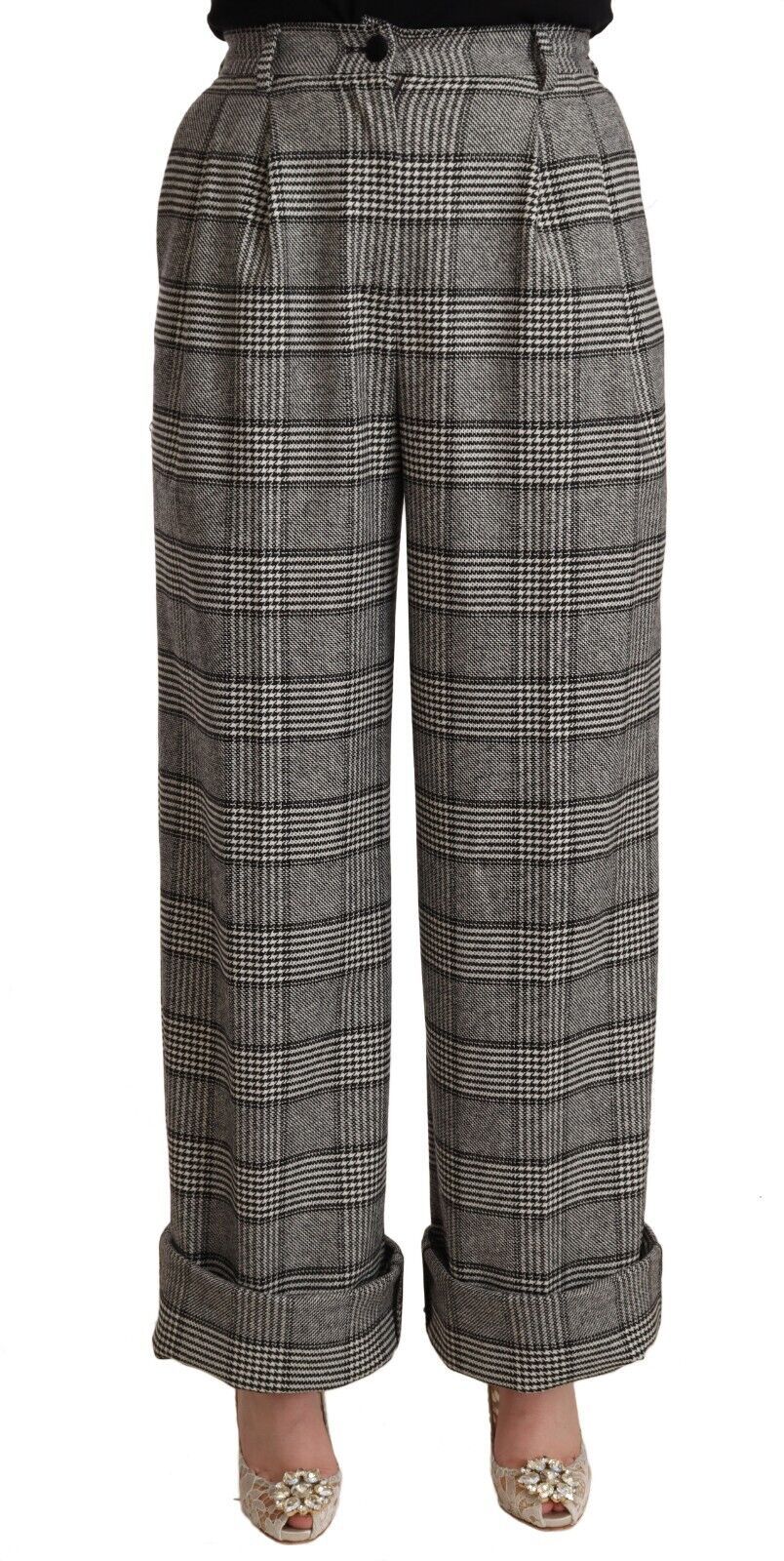 Dolce &amp; Gabbana Elegant High Waist Straight Trousers In Grey