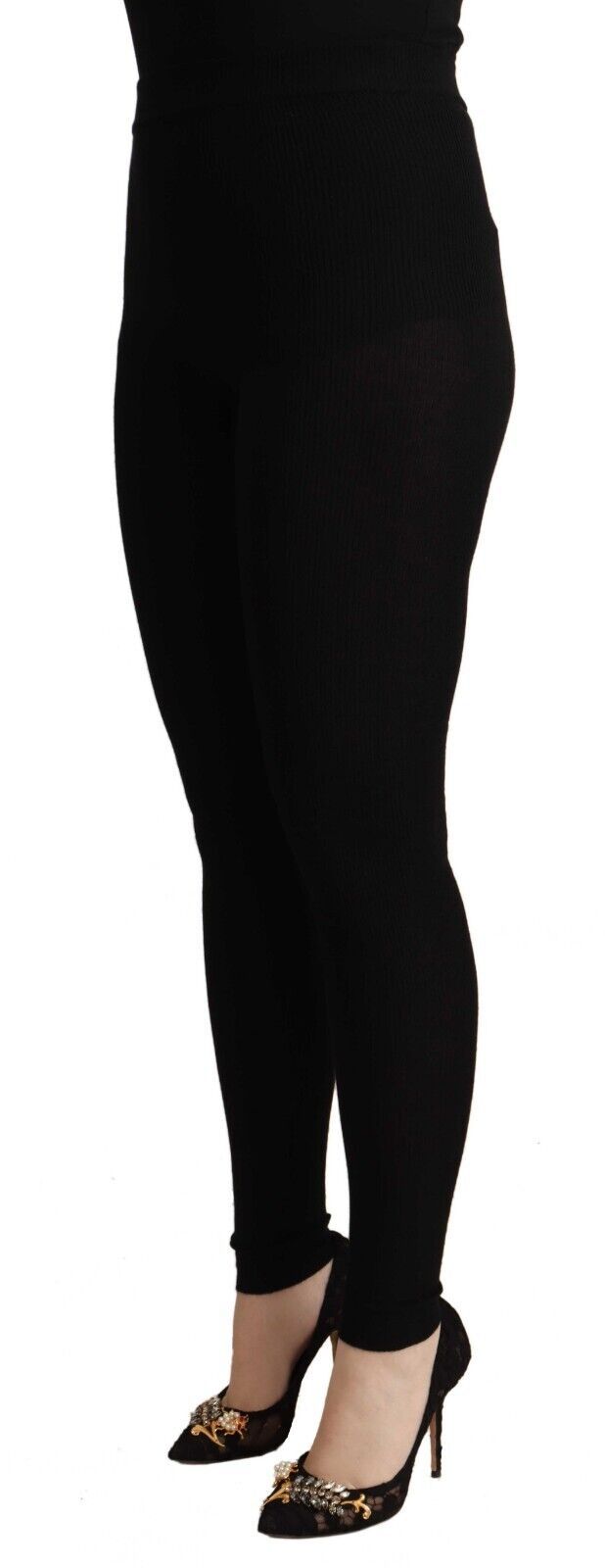 Dolce &amp; Gabbana Black High Waist Cashmere Tights Pants