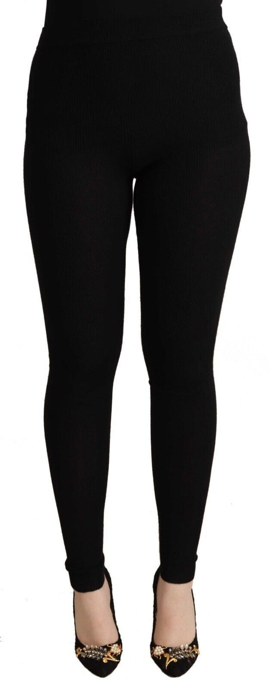 Dolce &amp; Gabbana Black High Waist Cashmere Tights Pants