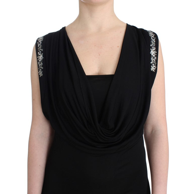 Roccobarocco Elegant Draped Neckline Sleeveless Dress