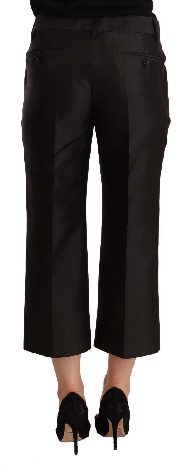 Dolce &amp; Gabbana Chic Silk Cropped Trousers in Timeless Black