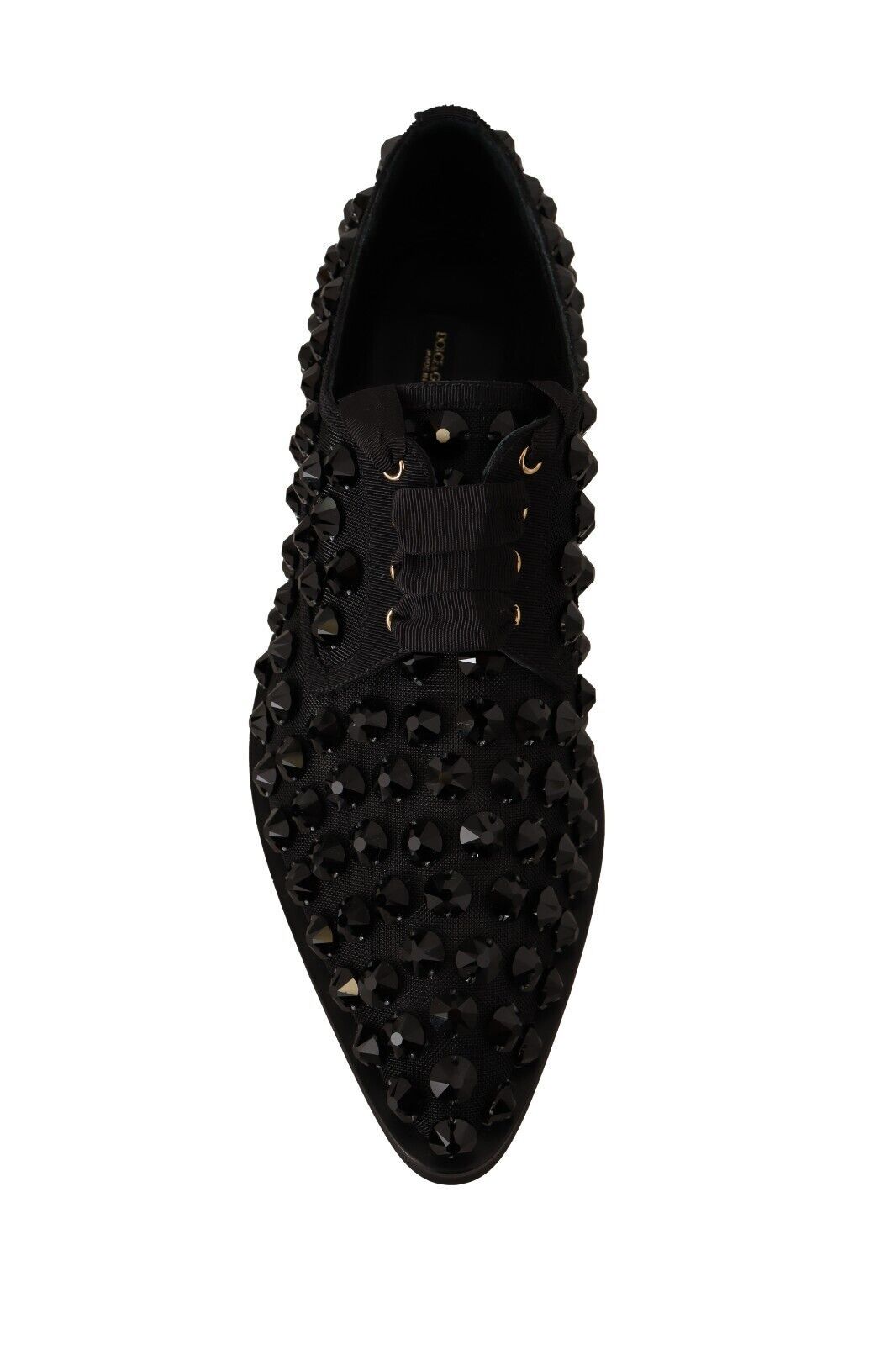 Dolce & Gabbana Elegant Gros Grain Lace-Up Jeweled Flats