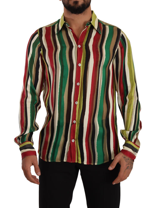 Dolce &amp; Gabbana Elegant Multicolor Striped Silk Blend Shirt