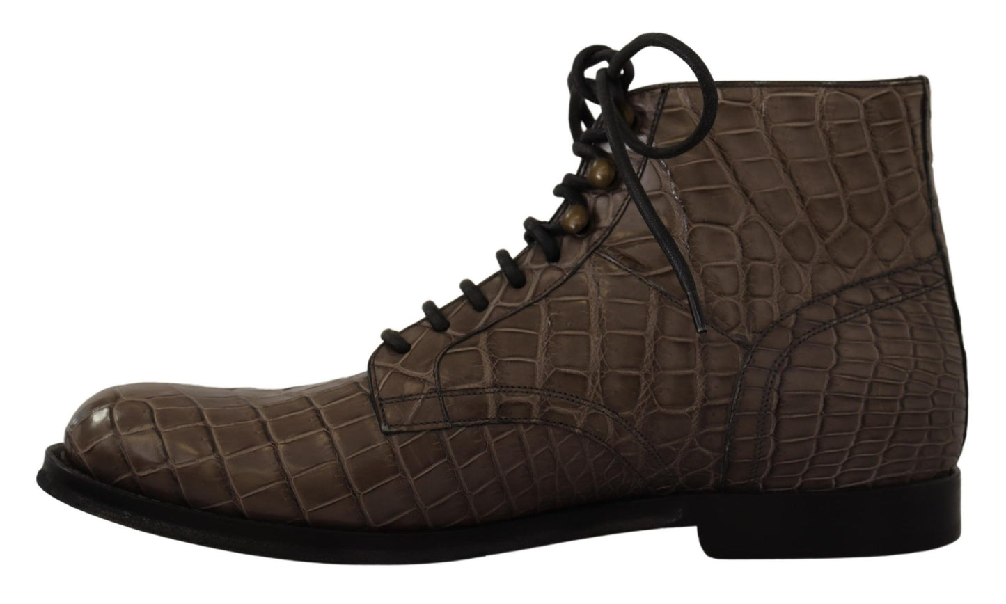 Dolce & Gabbana Elegant Crocodile Derby Brogue Boots