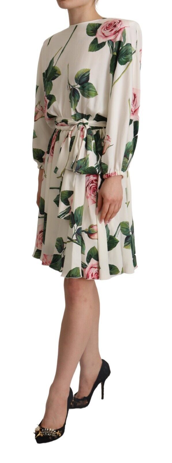 Dolce & Gabbana Elegant Silk Floral A-Line Dress