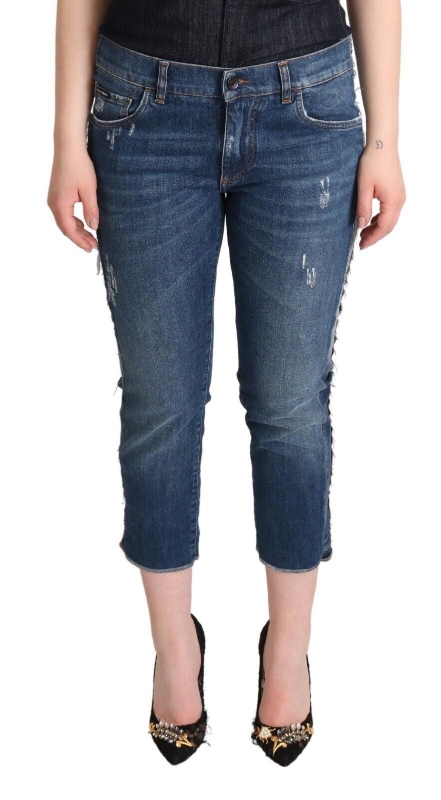 Dolce &amp; Gabbana Elegant Mid-Waist Cropped Denim