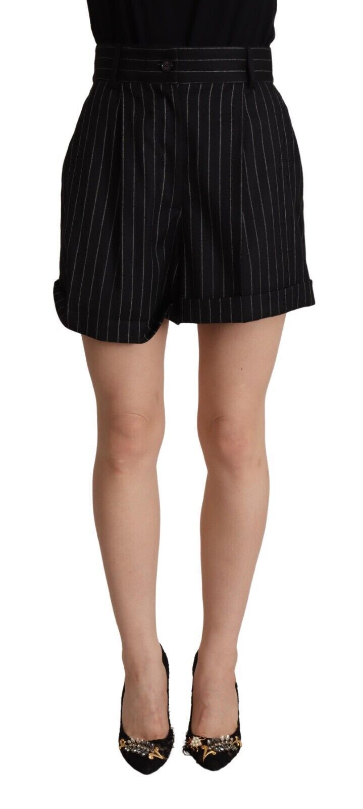 Dolce &amp; Gabbana Elegant High-Waisted Striped Bermuda Shorts