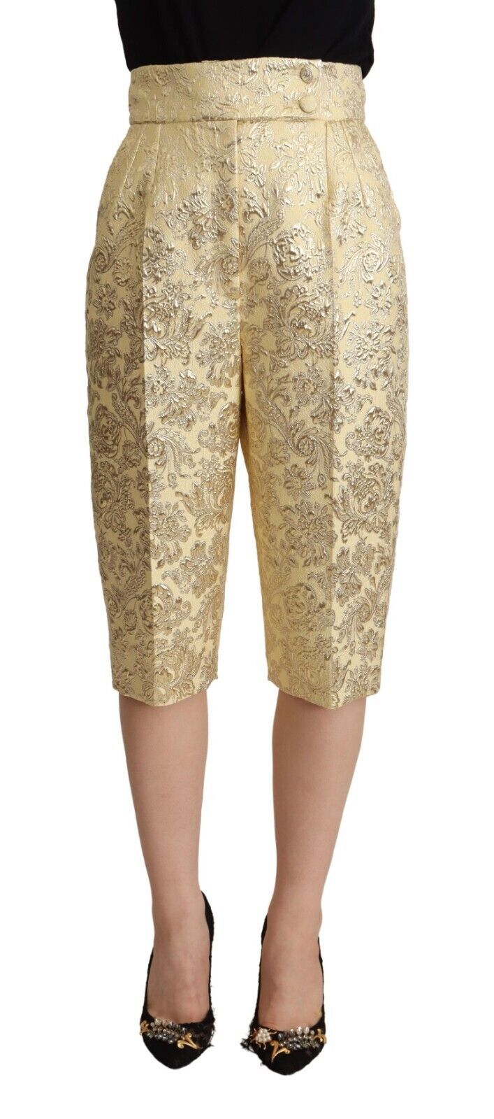 Dolce &amp; Gabbana Elegant Beige High-Waisted Cropped Pants