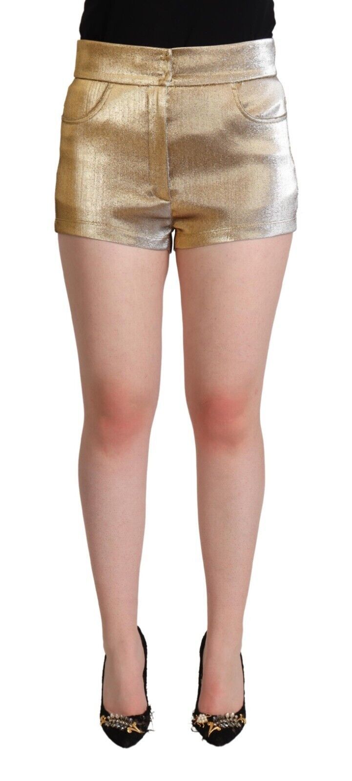 Dolce &amp; Gabbana Elegant Metallic Gold Hot Pants