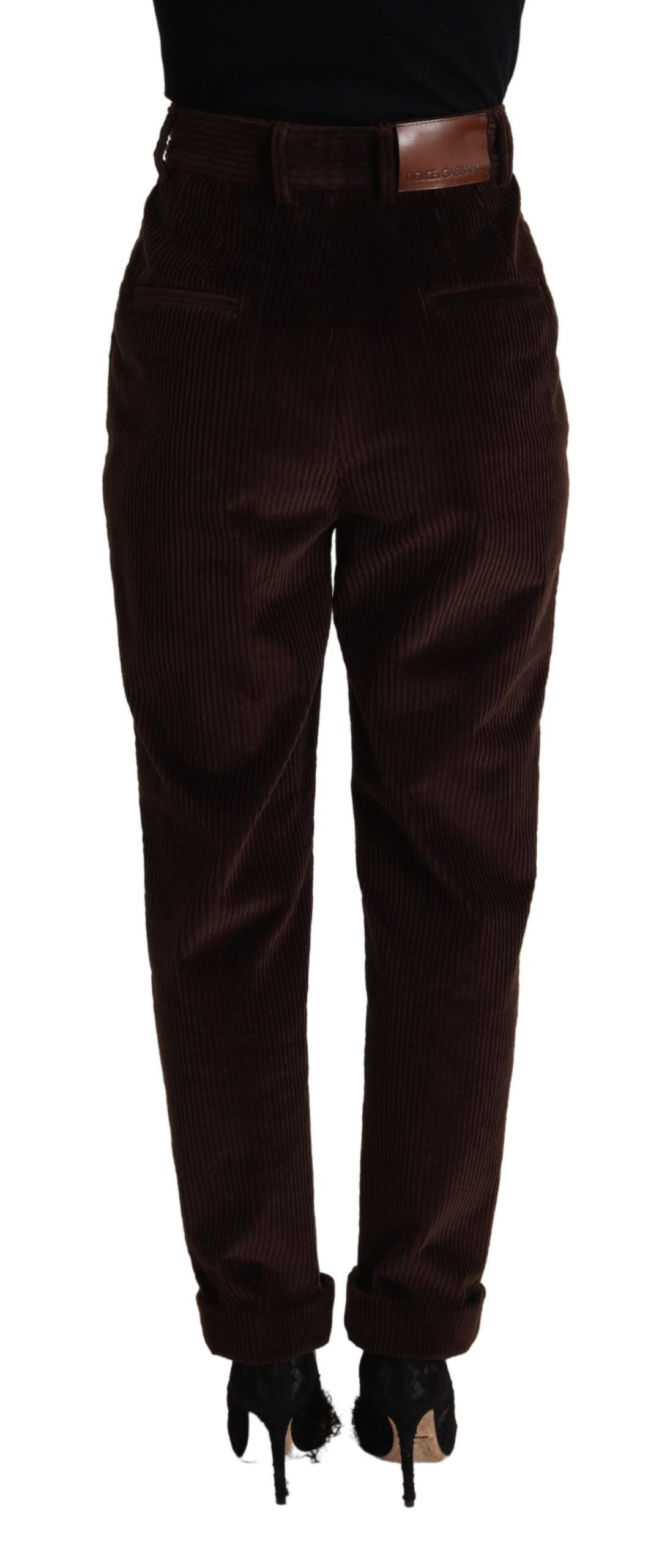 Dolce &amp; Gabbana Elegant Bordeaux High-Waisted Corduroy Pants