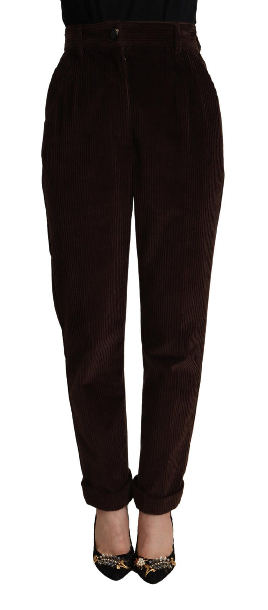 Dolce &amp; Gabbana Elegant Bordeaux High-Waisted Corduroy Pants